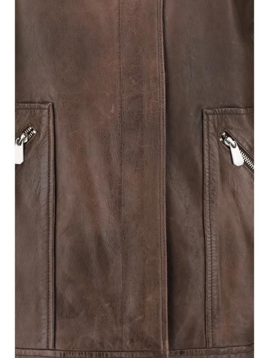 Pinko PINKO Women Leather Jackets 105012A2I1 M22 BROWN Size S / US 4 / IT 40 - 3 Thumbnail