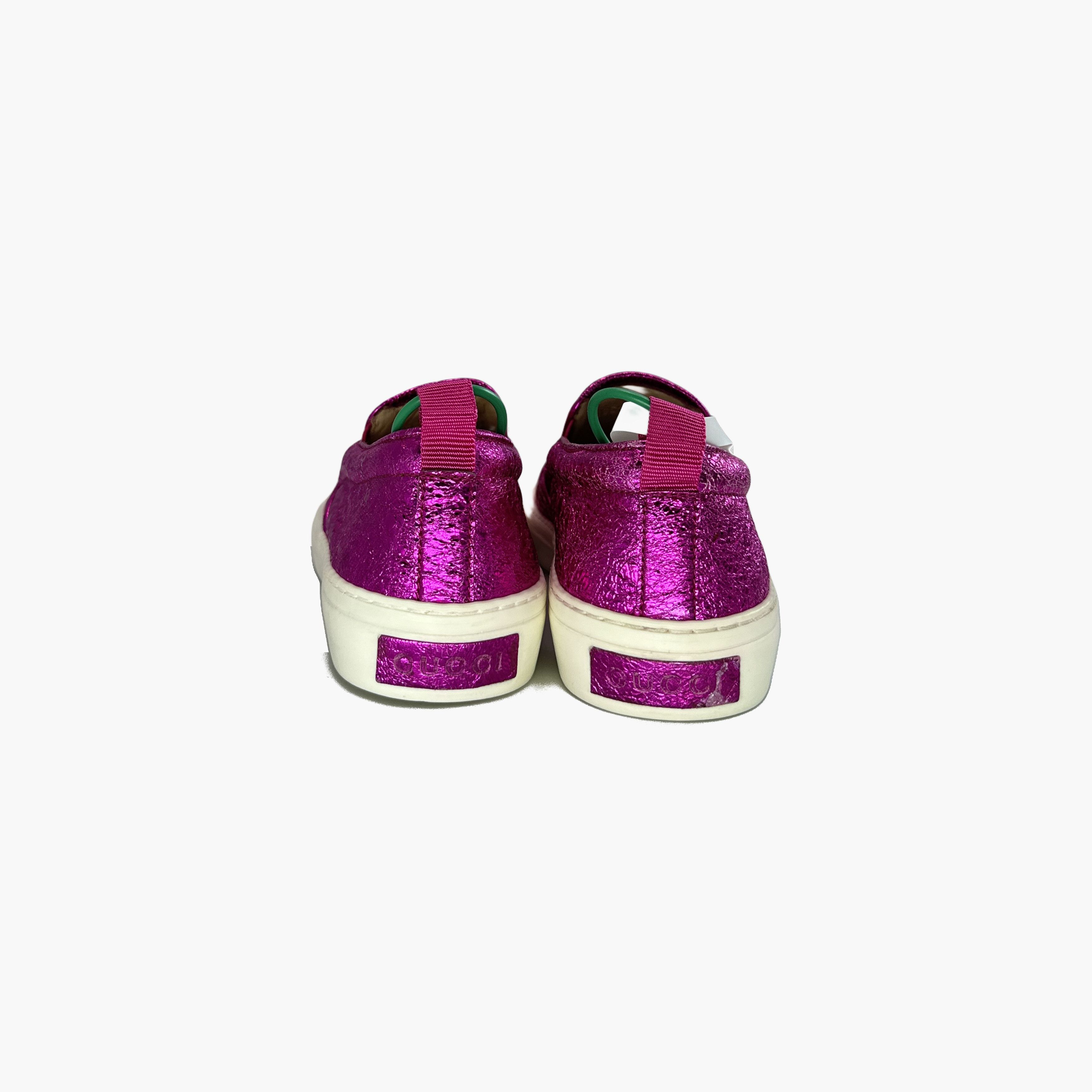 Gucci Gucci Leather Fashion Slip-On Sneakers Plum Color Size US 5.5 / EU 38 - 7 Thumbnail