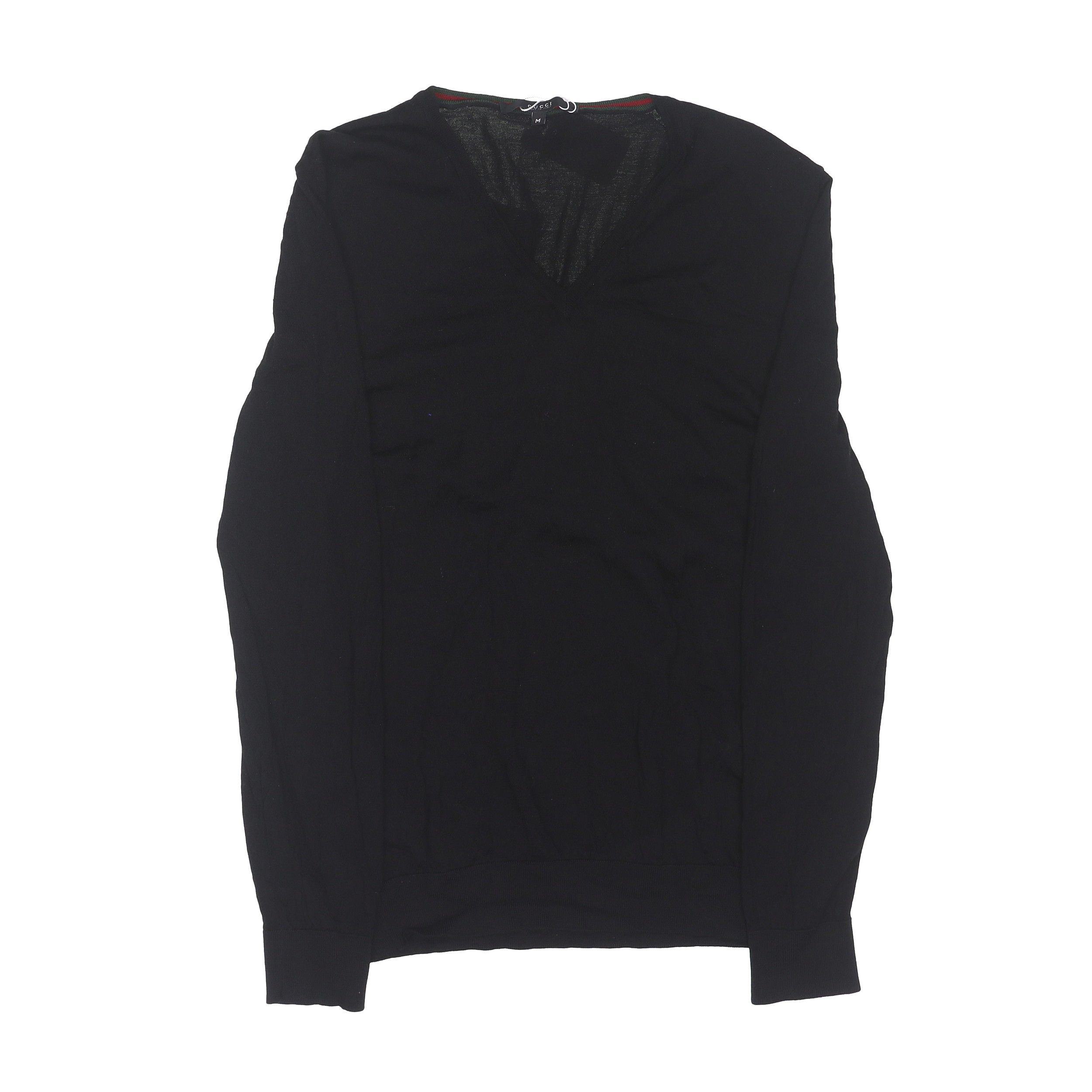 Gucci Black V-neck Loose Knit Sweater by Gucci Size US M / EU 48-50 / 2 - 2 Thumbnail