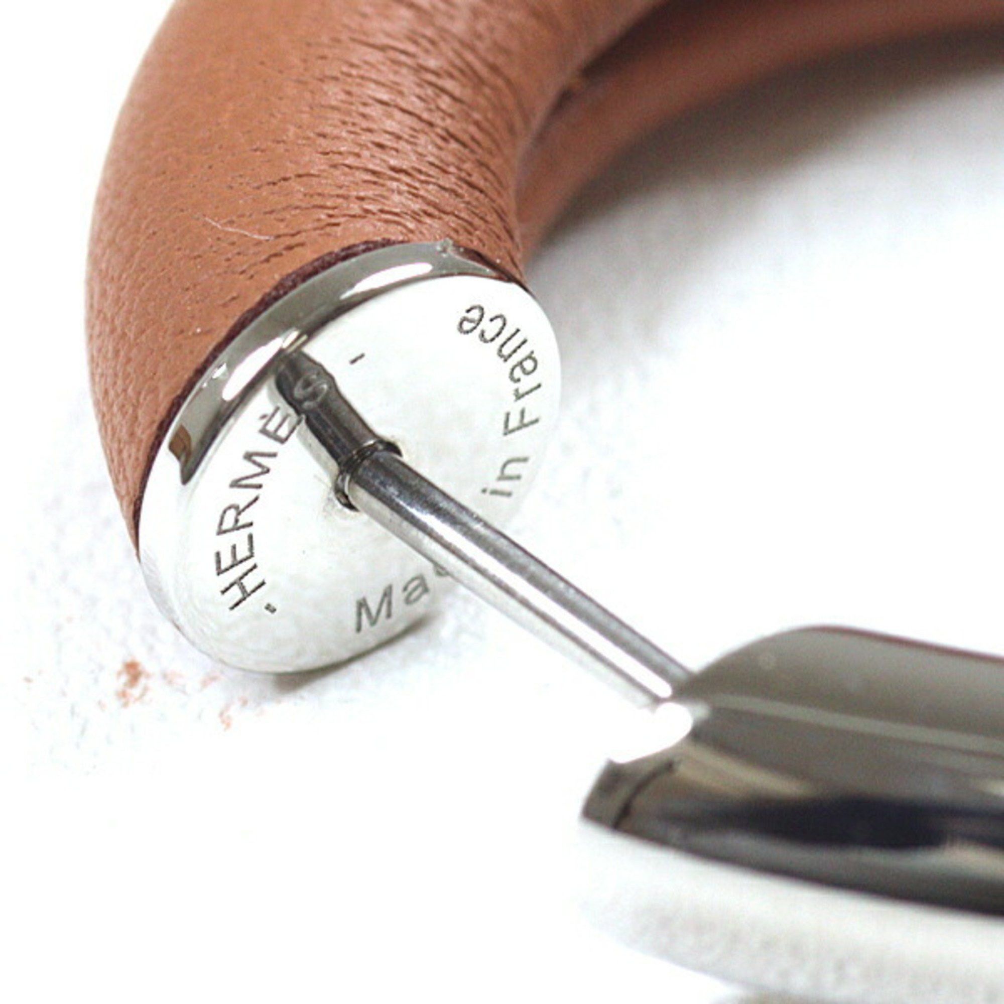 Hermes HERMES Earrings Au Coeur du Faubourg Gold Swift Leather/Palladium Heart H Size ONE SIZE - 4 Thumbnail