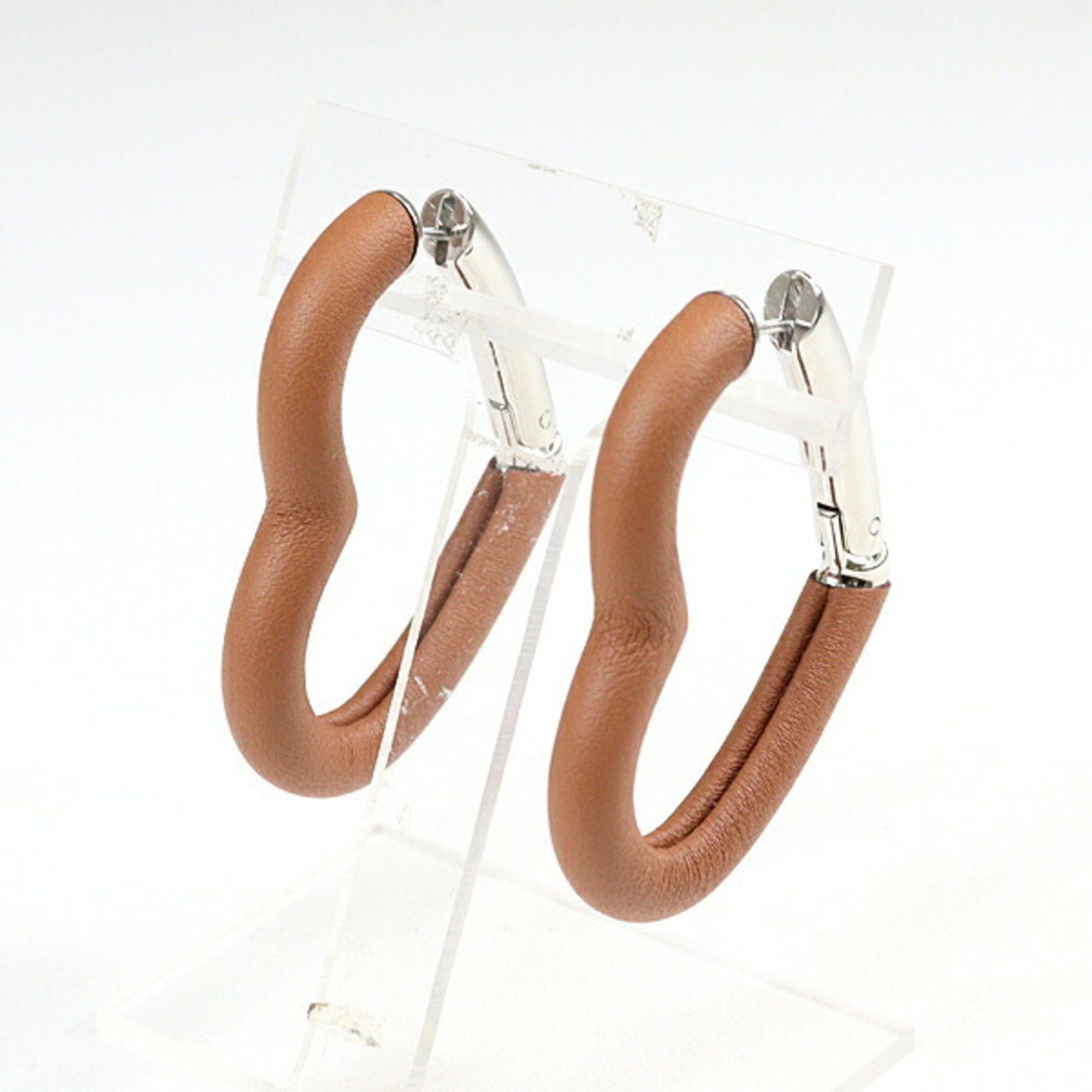 Hermes HERMES Earrings Au Coeur du Faubourg Gold Swift Leather/Palladium Heart H Size ONE SIZE - 2 Thumbnail