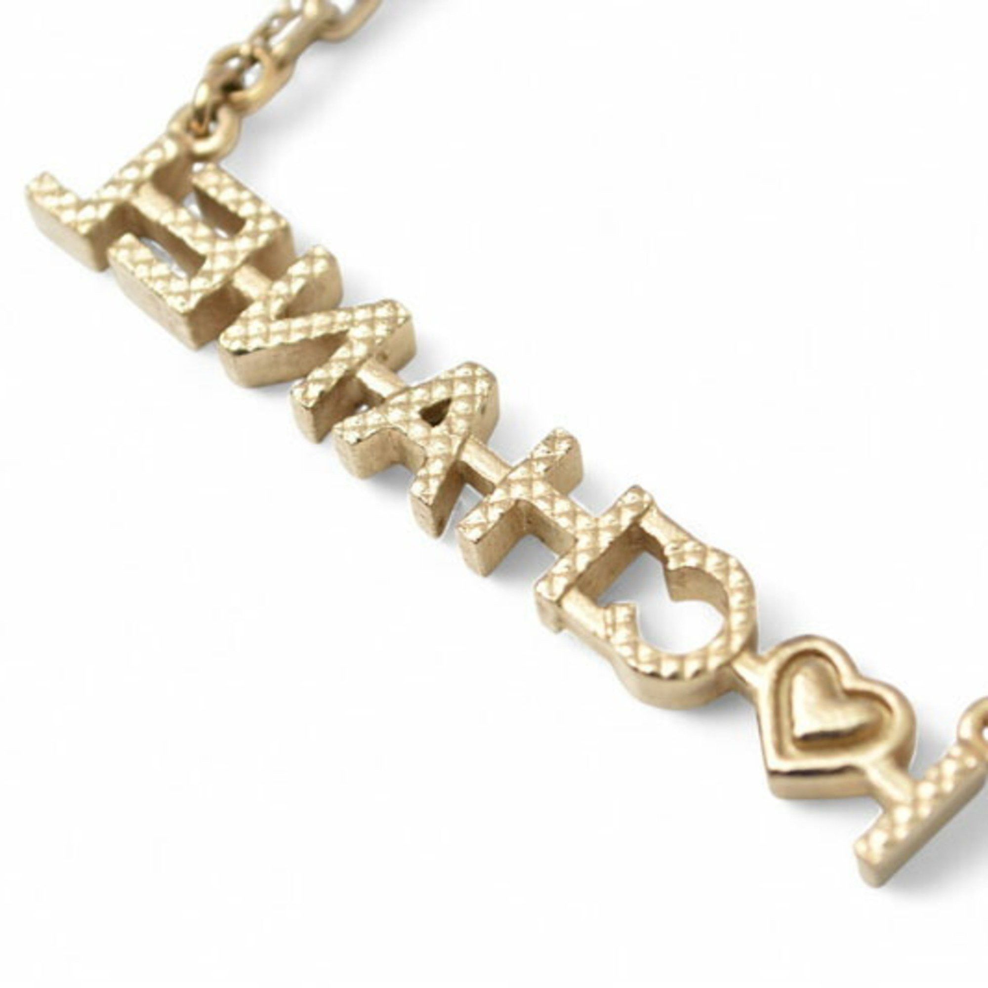 Chanel Chanel Necklace Pendant CHNAEL Coco CC I Love Heart Double Choker Gold 17 Size ONE SIZE - 6 Thumbnail