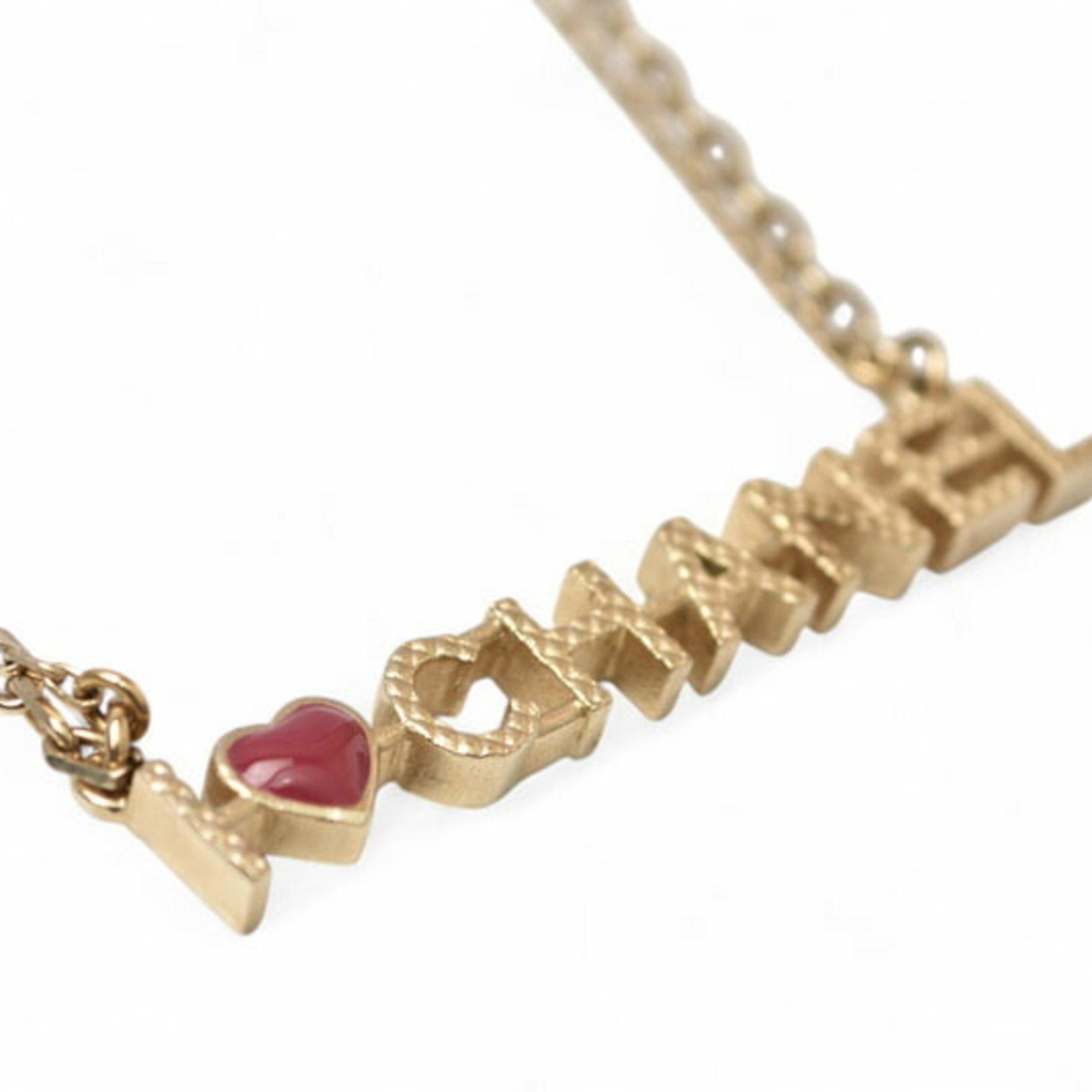 Chanel Chanel Necklace Pendant CHNAEL Coco CC I Love Heart Double Choker Gold 17 Size ONE SIZE - 5 Thumbnail