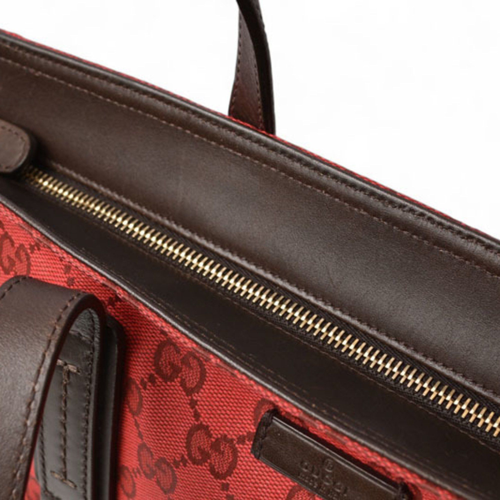 Gucci Gucci Tote Bag Shoulder GUCCI Coated Canvas GG Dark Red Shelly 308928 Size ONE SIZE - 9 Thumbnail