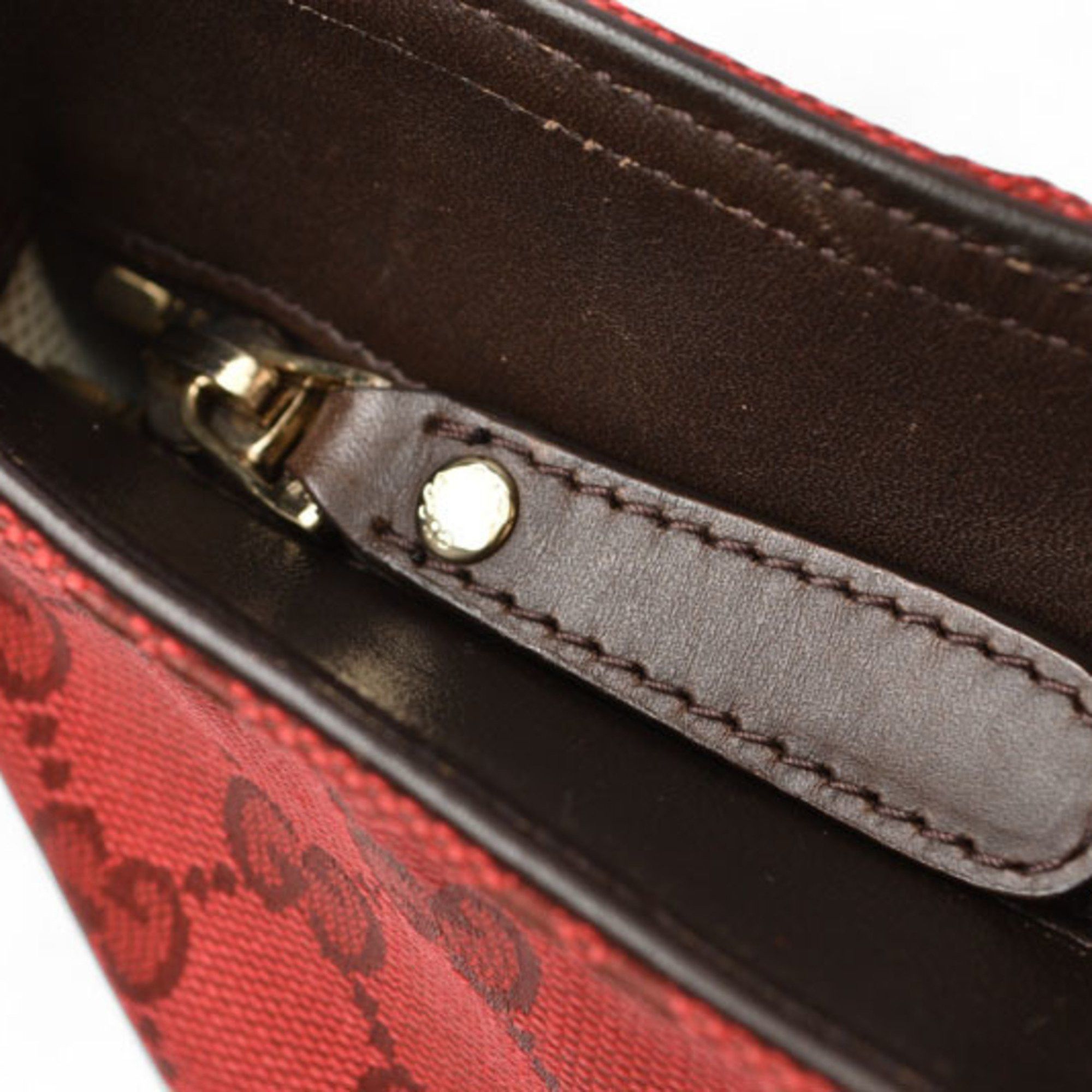 Gucci Gucci Tote Bag Shoulder GUCCI Coated Canvas GG Dark Red Shelly 308928 Size ONE SIZE - 10 Thumbnail