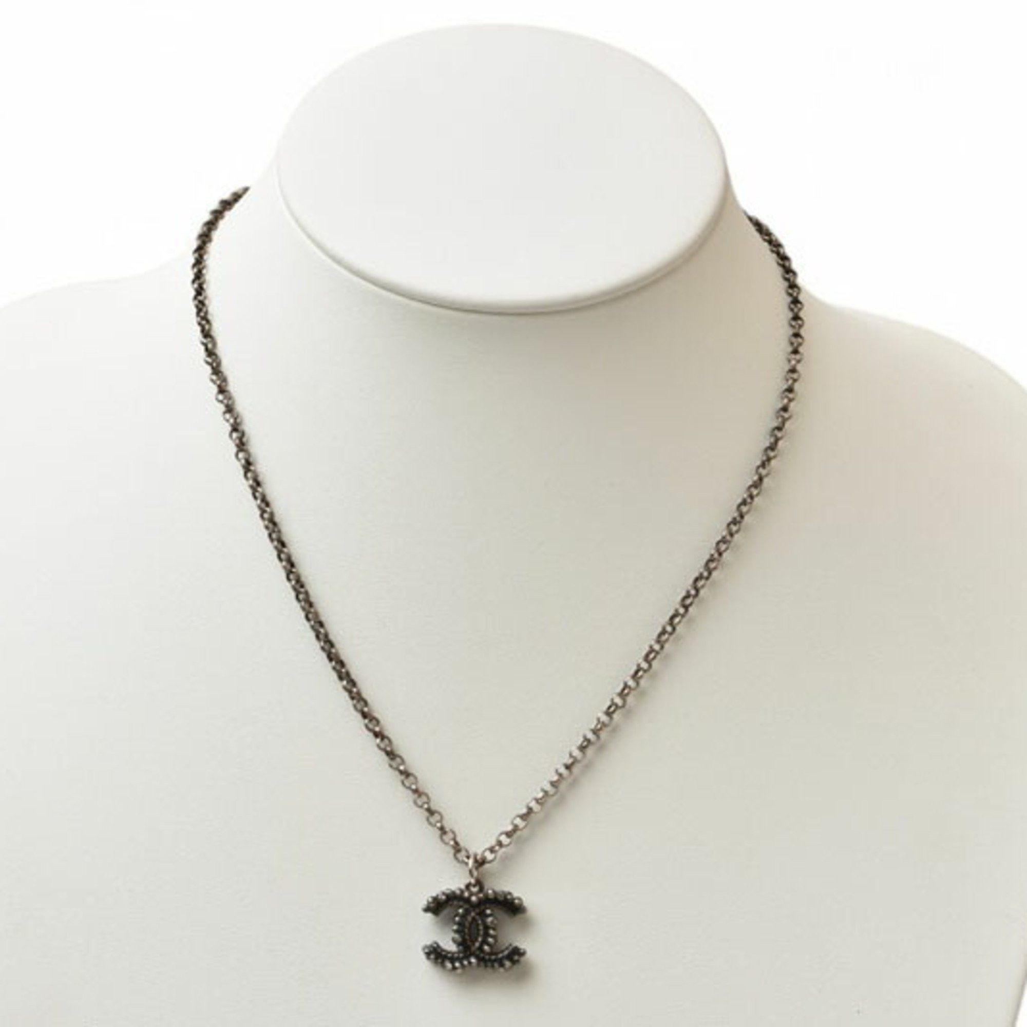 Chanel Chanel Necklace Pendant CHANEL Coco CC Rhinestone Silver 17 Men's Women's Size ONE SIZE - 4 Thumbnail