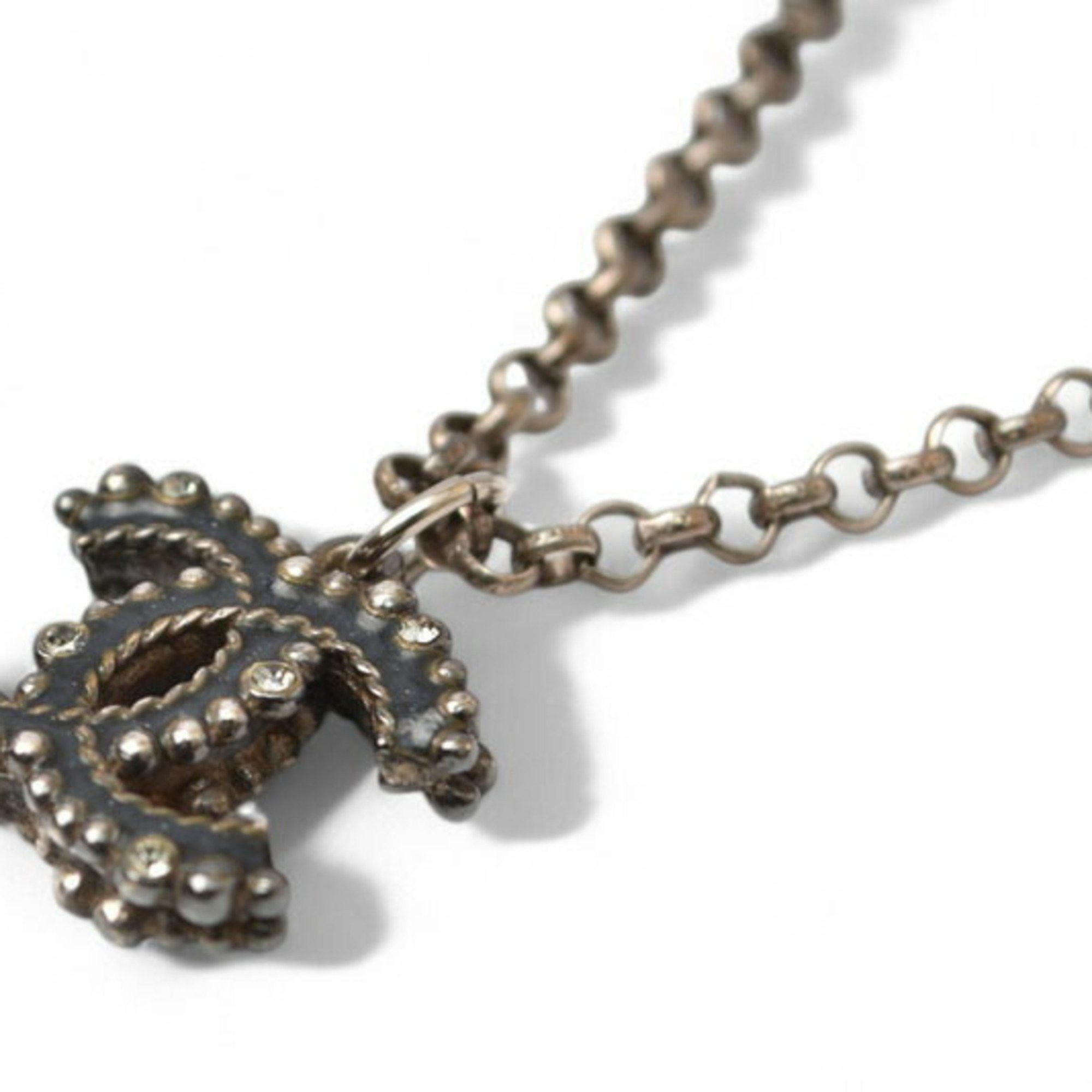 Chanel Chanel Necklace Pendant CHANEL Coco CC Rhinestone Silver 17 Men's Women's Size ONE SIZE - 2 Thumbnail