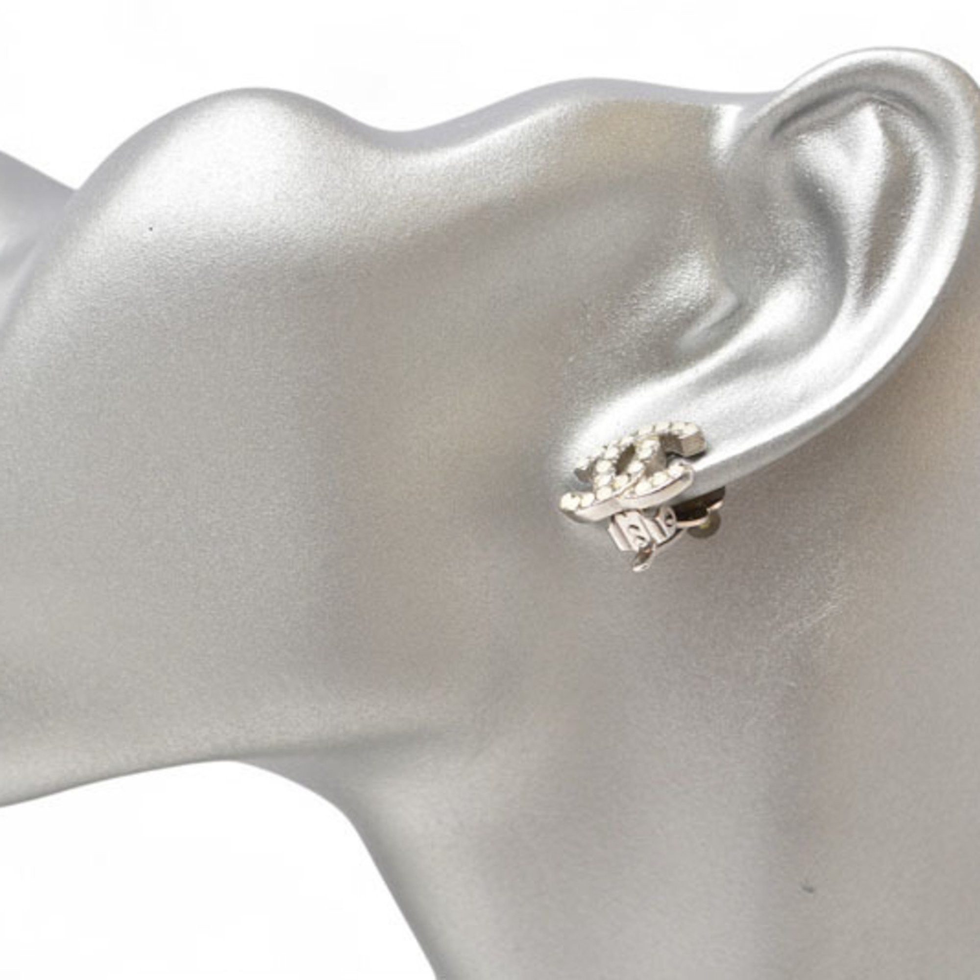 Chanel CHANEL Earrings Coco CC Color Stone Silver White 06 Size ONE SIZE - 4 Thumbnail