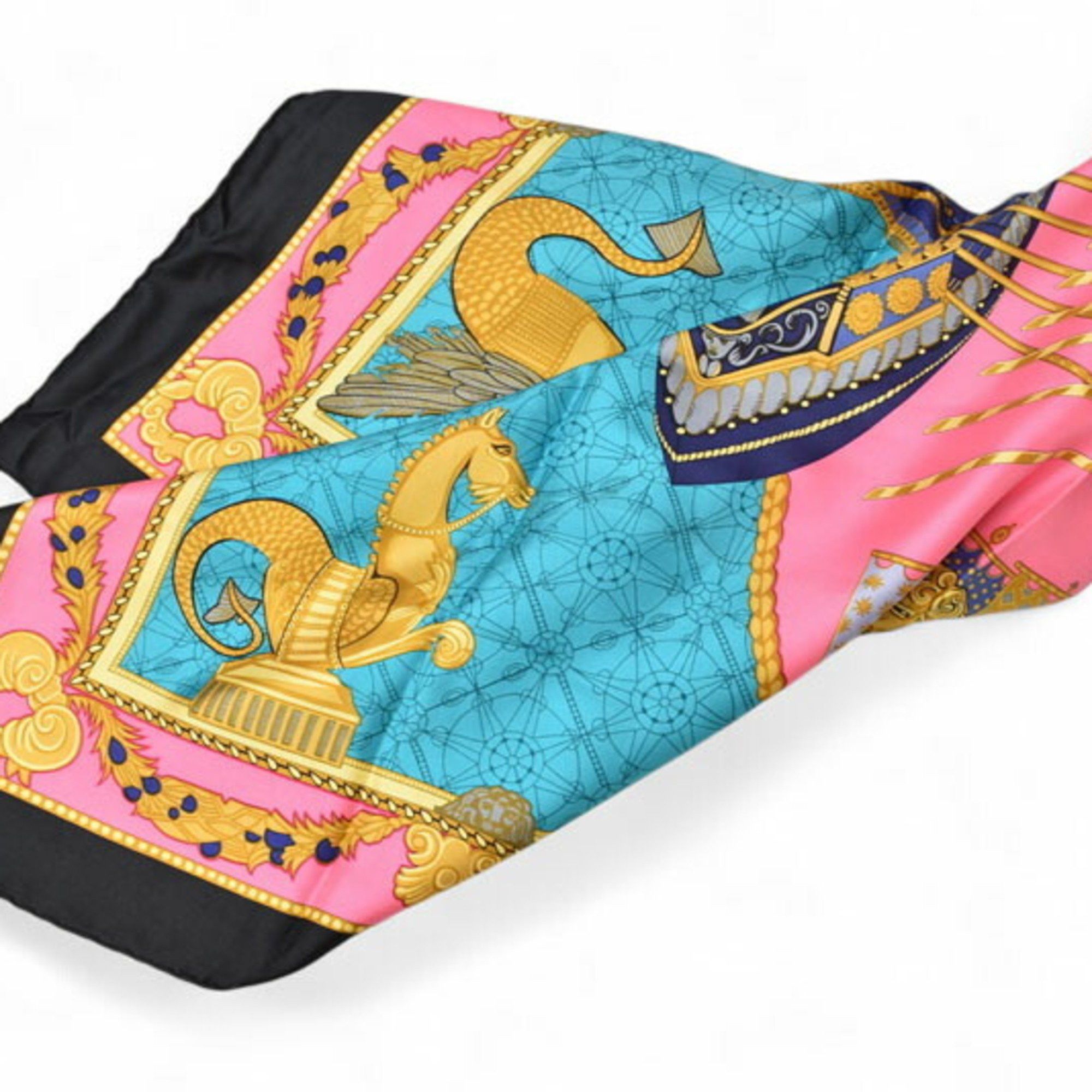 Hermes Hermes Scarf Muffler HERMES Carre 90 Silk Twill Les Bissone D'e Venise Venice Boat Festival Black Pink Size ONE SIZE - 4 Thumbnail