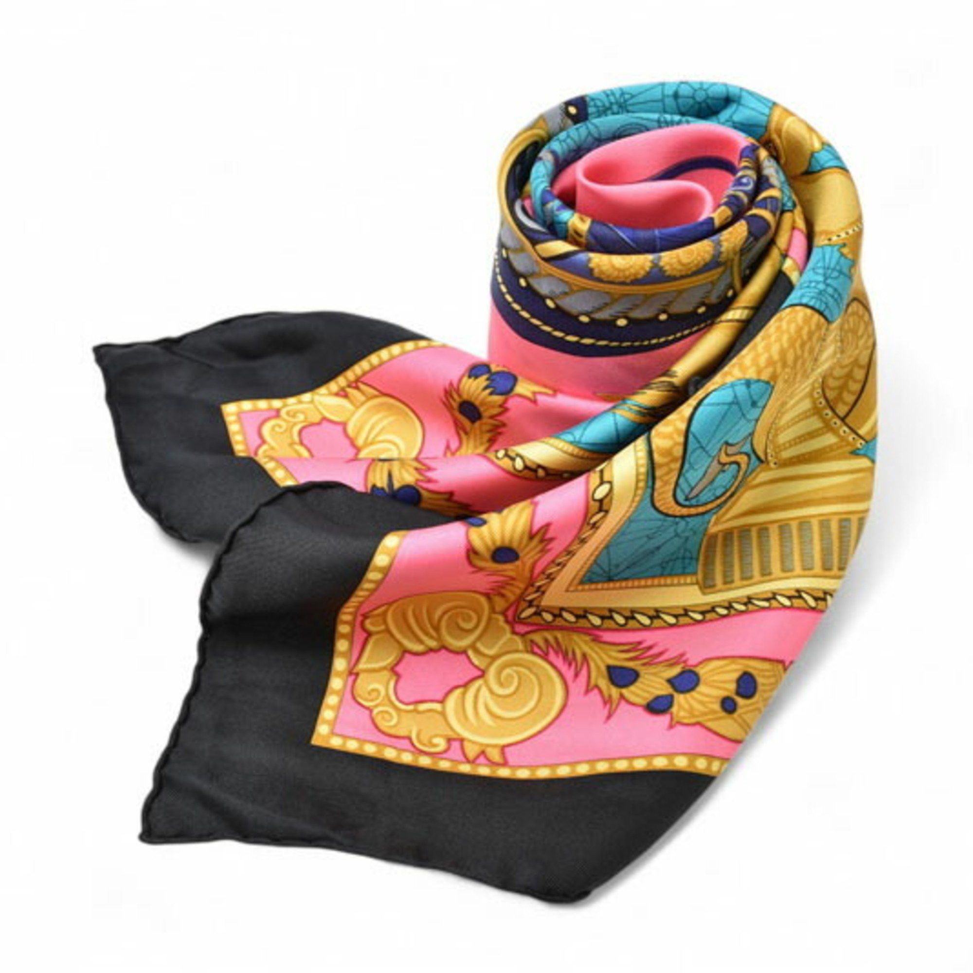 Hermes Hermes Scarf Muffler HERMES Carre 90 Silk Twill Les Bissone D'e Venise Venice Boat Festival Black Pink Size ONE SIZE - 2 Thumbnail