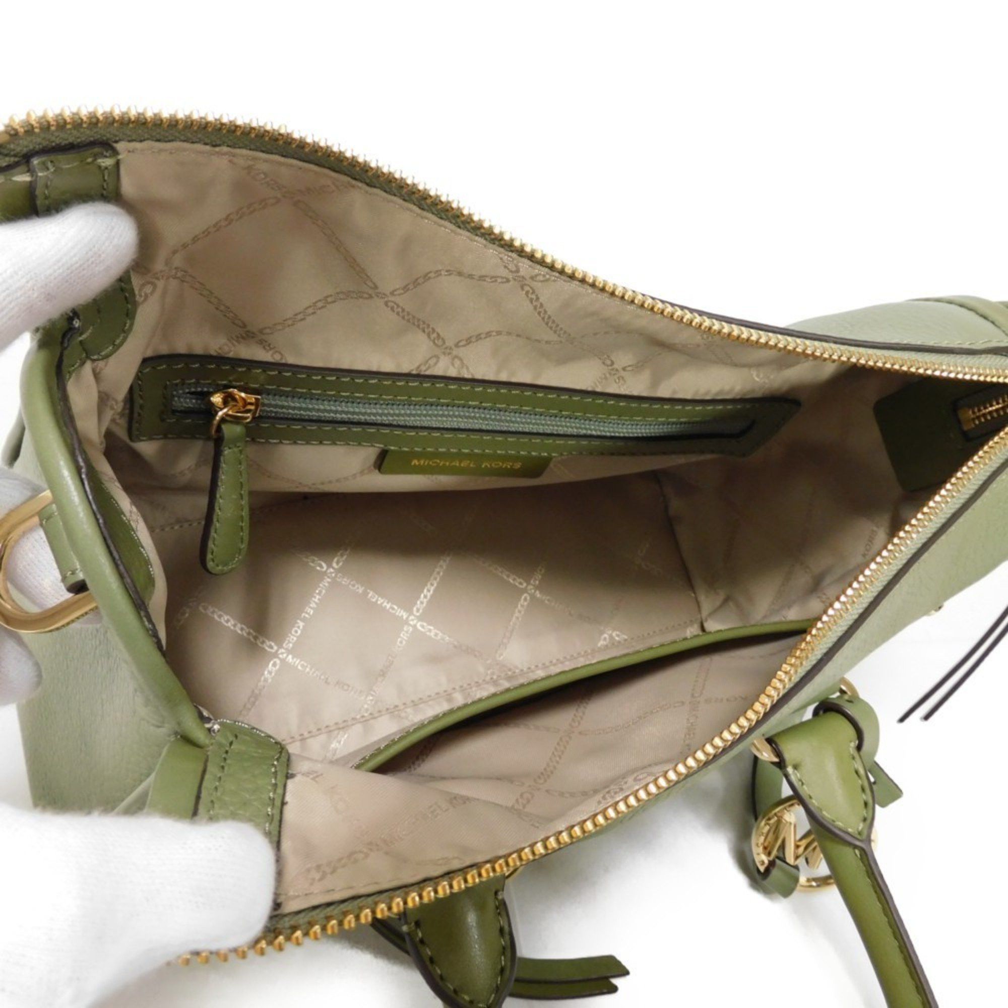 Michael Kors Michael Kors Handbag Carine Small Satchel MK Charm Shoulder Bag Metal Studs Khaki 30S0GCCS1T Women's Size ONE SIZE - 5 Thumbnail
