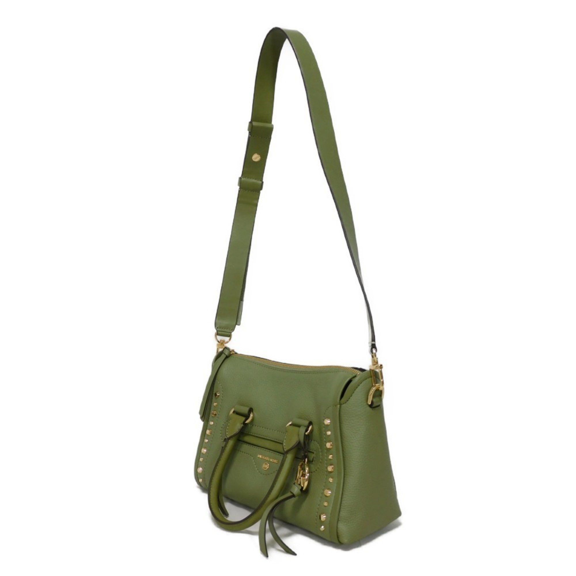 Michael Kors Michael Kors Handbag Carine Small Satchel MK Charm Shoulder Bag Metal Studs Khaki 30S0GCCS1T Women's Size ONE SIZE - 2 Thumbnail