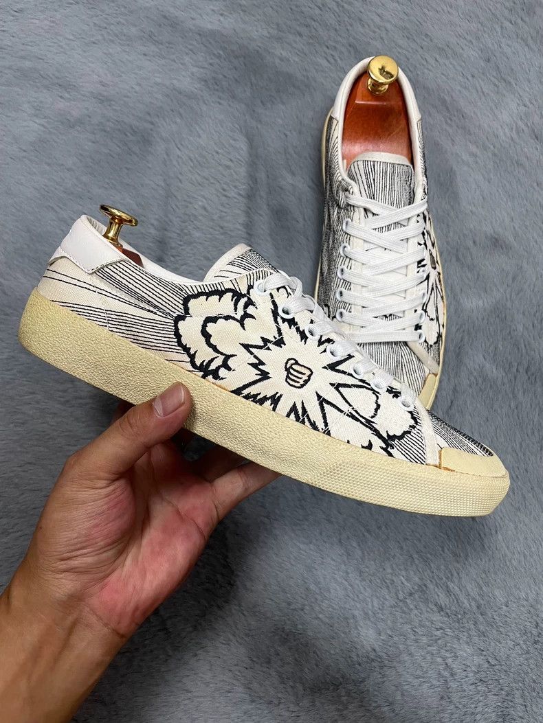 Saint Laurent Paris Saint Laurent Low-Top Sneakers with Embroidery Size US 8.5 / EU 41-42 - 2 Thumbnail