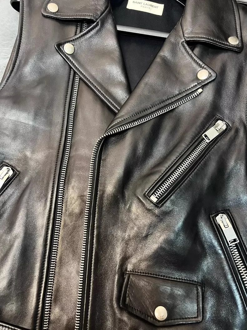 Saint Laurent Paris Saint Laurent Black Leather Motorcycle Vest Size US L / EU 52-54 / 3 - 5 Thumbnail