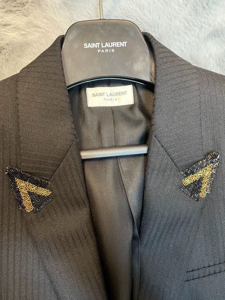 Saint Laurent Paris Saint Laurent Black Gold Striped Blazer Jacket Size US L / EU 52-54 / 3 - 3 Thumbnail