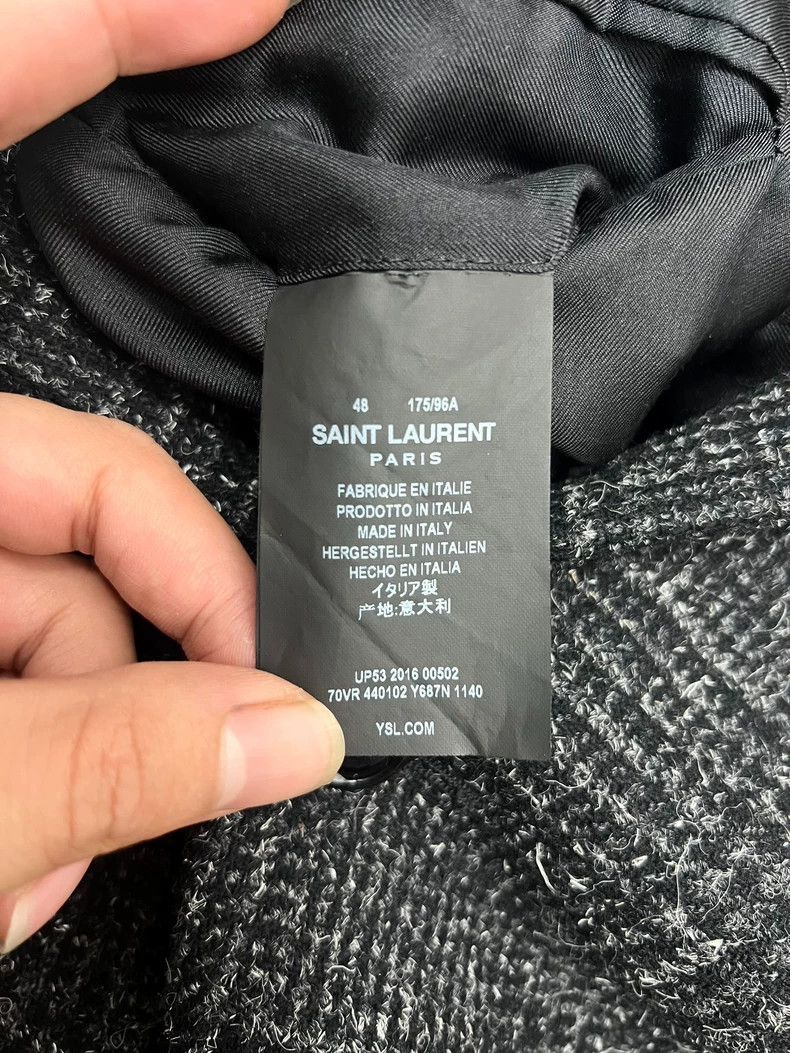 Saint Laurent Paris Saint Laurent Black and Gray Wool Blazer Size US L / EU 52-54 / 3 - 6 Thumbnail