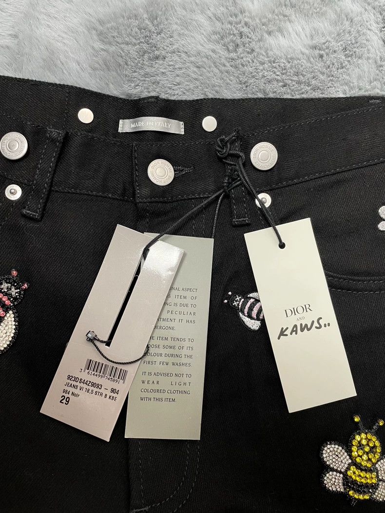 Dior Dior Homme Black Embroidered Denim Pants Size US 29 - 3 Thumbnail