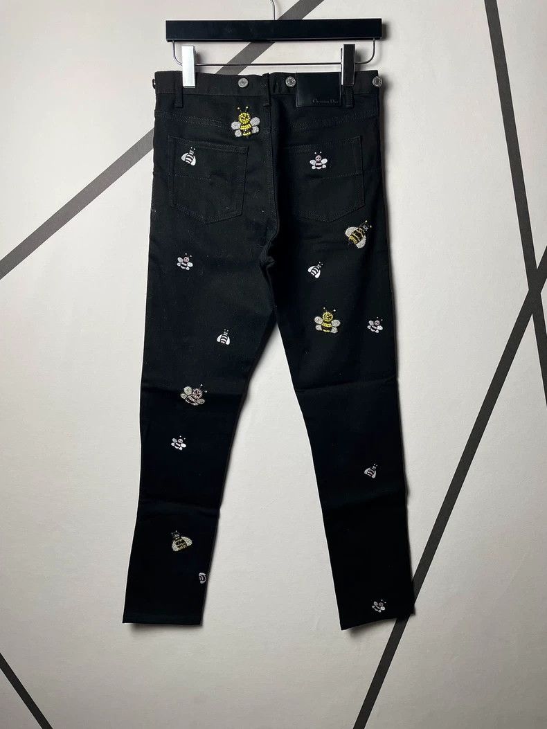Dior Dior Homme Black Embroidered Denim Pants Size US 29 - 2 Thumbnail
