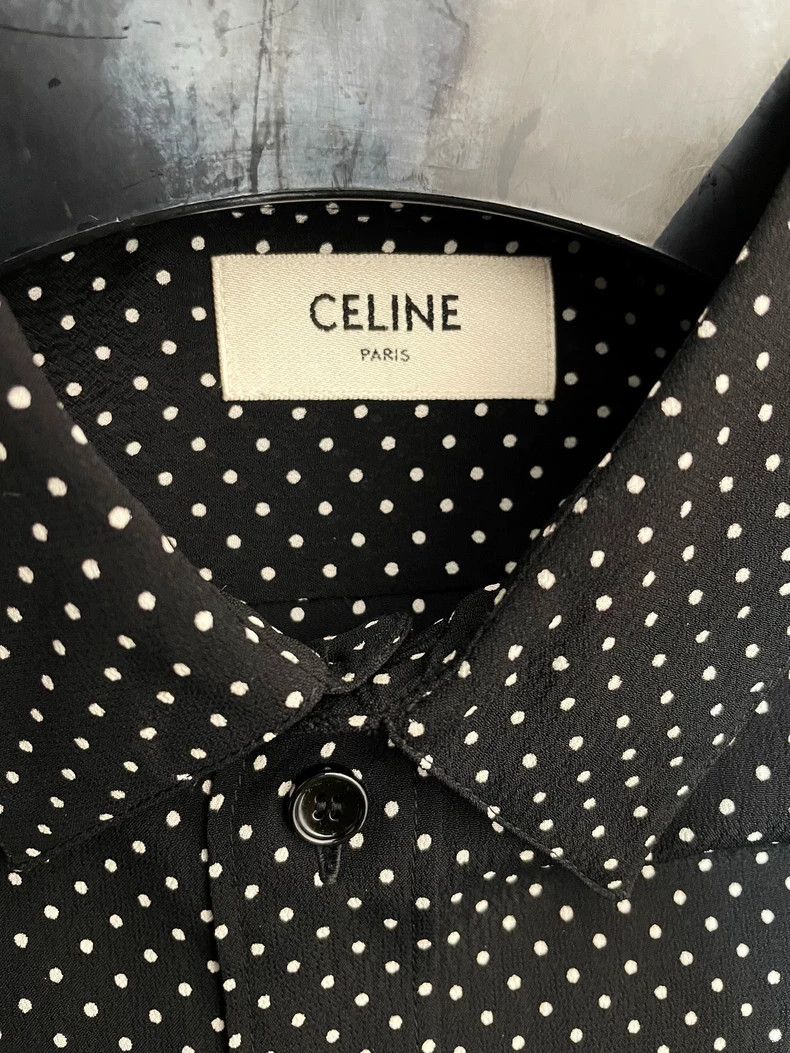 Celine Celine Black Polka Dot Silk Shirt Size US M / EU 48-50 / 2 - 3 Thumbnail