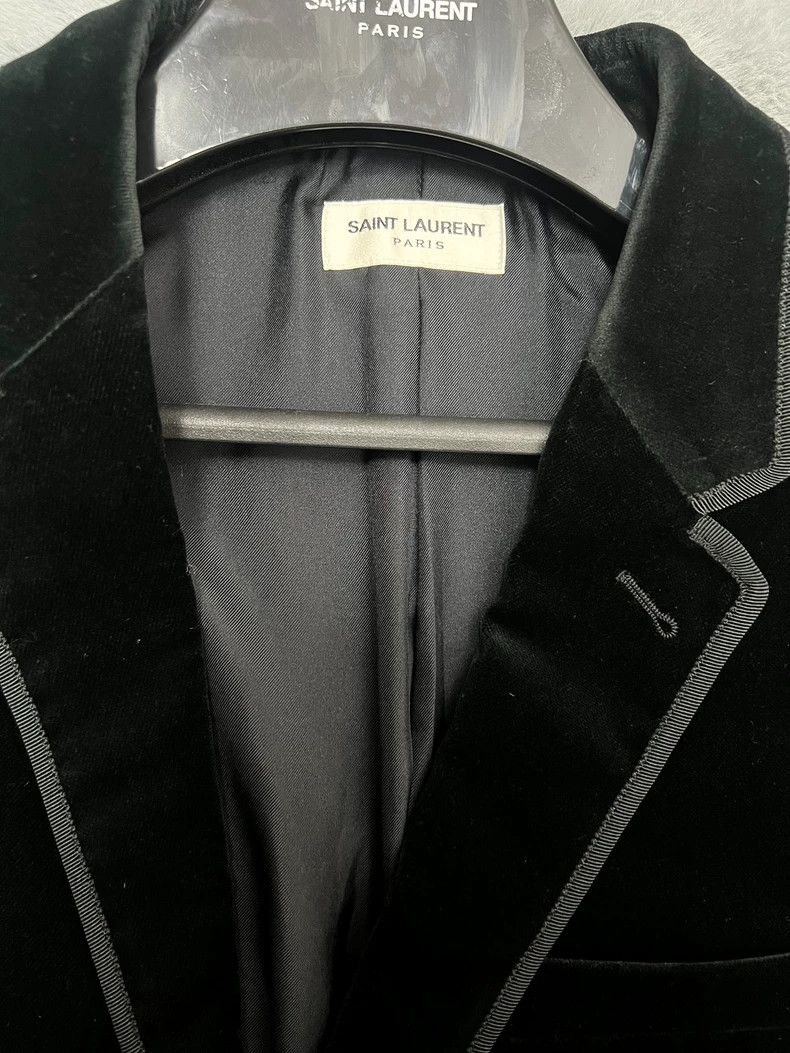 Saint Laurent Paris Saint Laurent Black Velvet Blazer Jacket Size US L / EU 52-54 / 3 - 3 Thumbnail