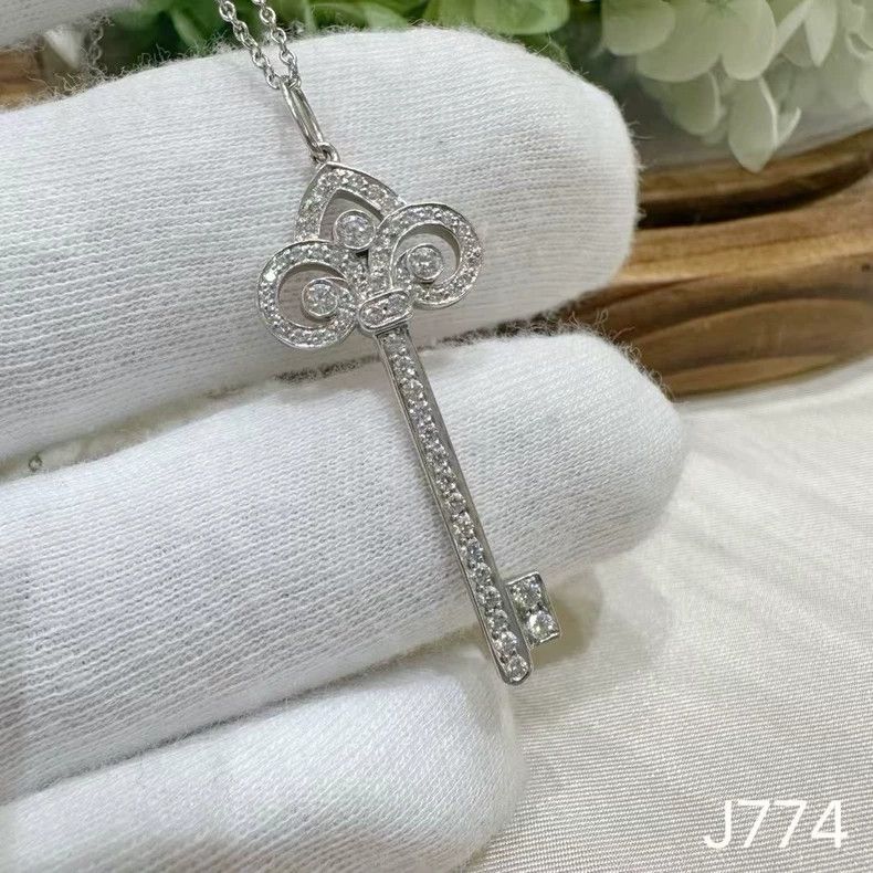 Tiffany & Co. Tiffany & Co. Platinum Diamond Key Necklace Size ONE SIZE - 2 Thumbnail