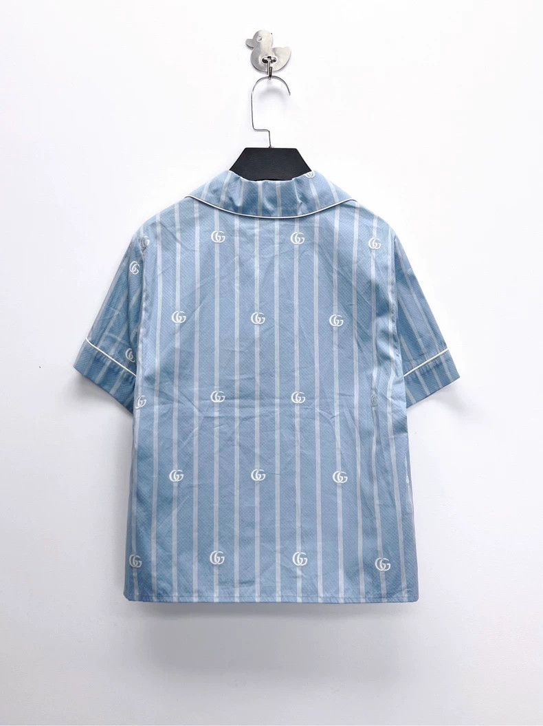 Gucci Gucci Light Blue Striped Short Sleeve Shirt Size US S / EU 44-46 / 1 - 2 Thumbnail