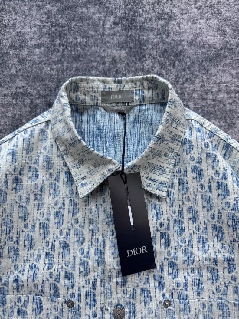 Dior Dior Blue Denim Printed Shirt Jacket Size US M / EU 48-50 / 2 - 3 Thumbnail