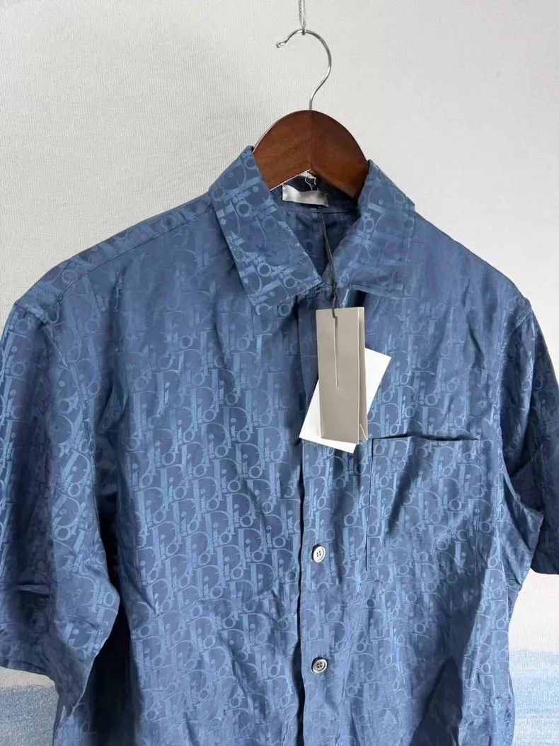 Dior Dior Deep Blue Silk Short Sleeve Shirt Size US L / EU 52-54 / 3 - 3 Thumbnail