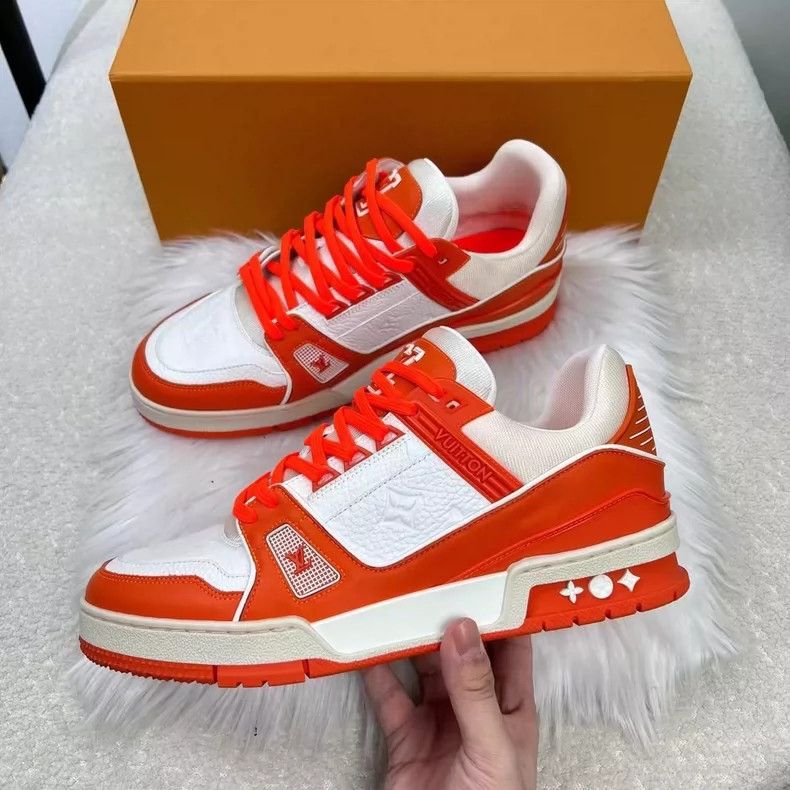 Louis Vuitton Louis Vuitton Trainer Sneakers in White Orange Size US 7 / EU 40 - 2 Thumbnail