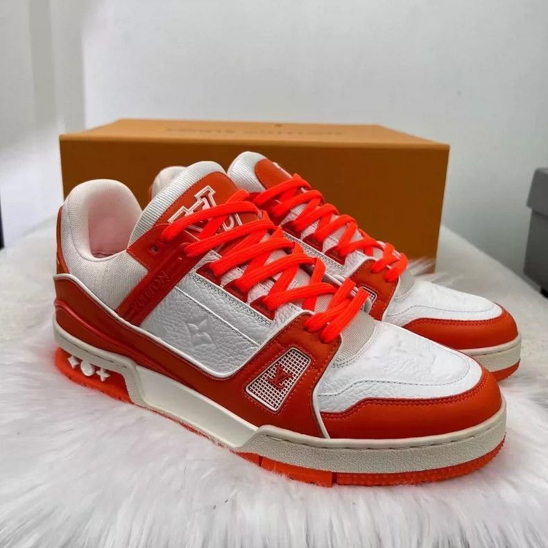 Louis Vuitton Louis Vuitton Trainer Sneakers in White Orange Size US 7 / EU 40 - 4 Thumbnail