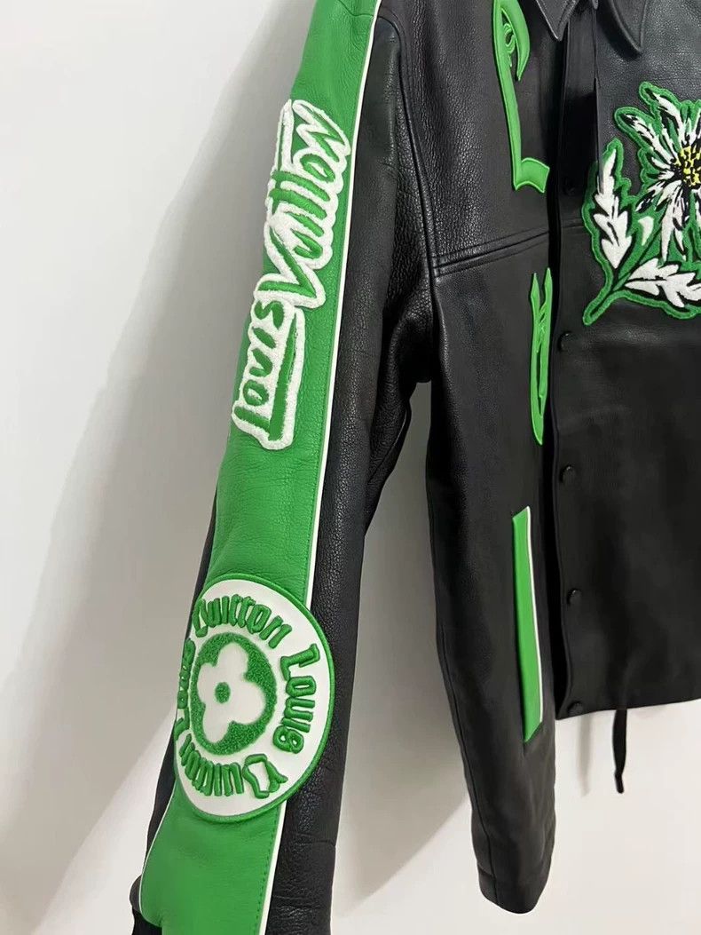 Louis Vuitton Louis Vuitton Black Green Floral Leather Jacket Size US L / EU 52-54 / 3 - 5 Thumbnail