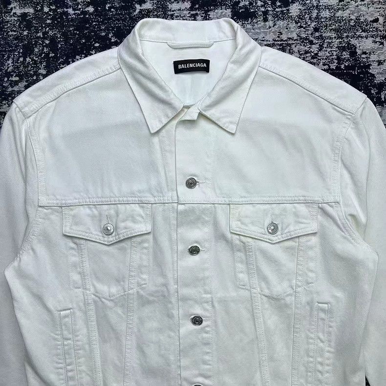 Balenciaga Balenciaga White Denim Jacket with Logo Size US L / EU 52-54 / 3 - 3 Thumbnail