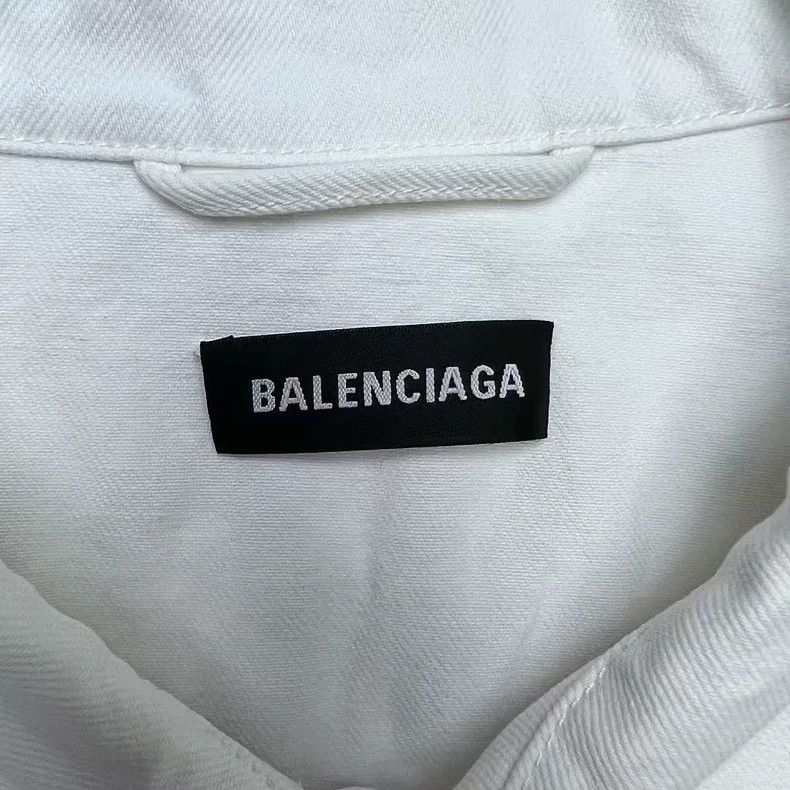 Balenciaga Balenciaga White Denim Jacket with Logo Size US L / EU 52-54 / 3 - 4 Thumbnail