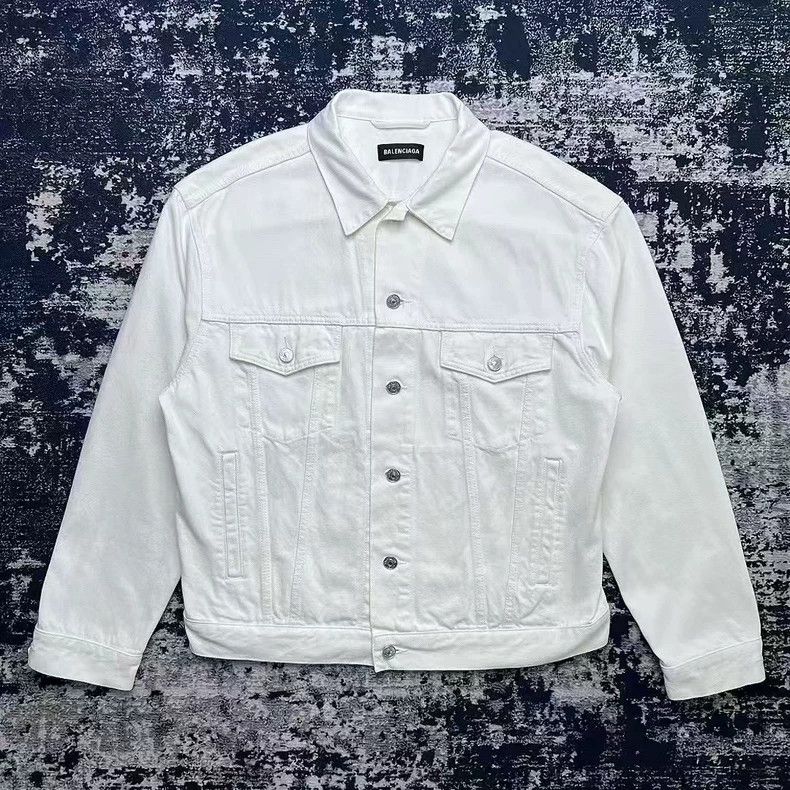 Balenciaga Balenciaga White Denim Jacket with Logo Size US L / EU 52-54 / 3 - 2 Thumbnail