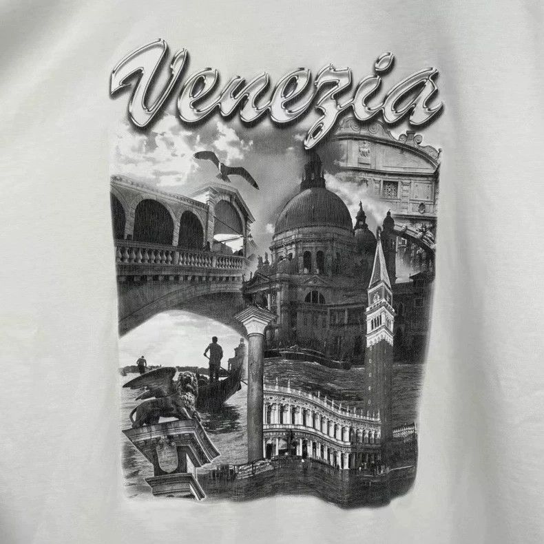Balenciaga Balenciaga White Castle Short Sleeve Shirt Size US L / EU 52-54 / 3 - 6 Thumbnail