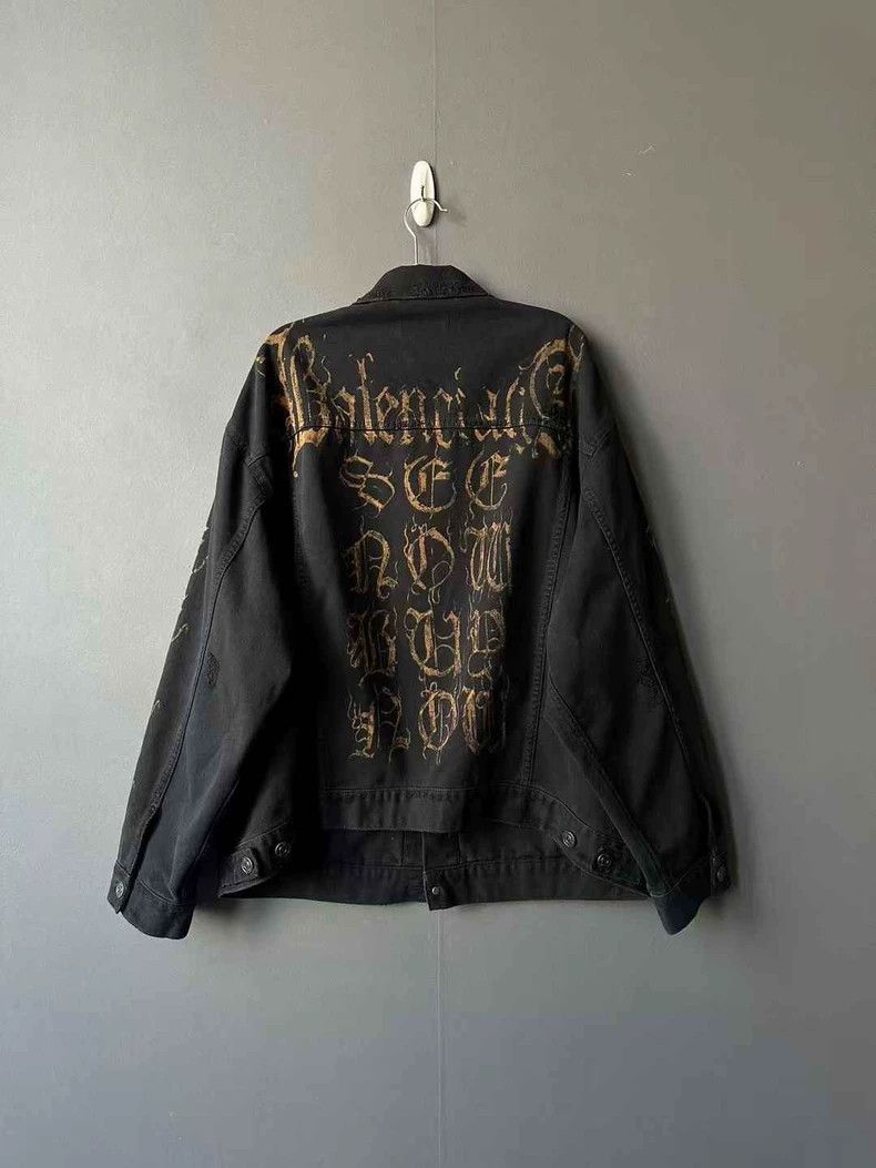 Balenciaga Balenciaga Logo Distressed Denim Jacket Size US XS / EU 42 / 0 - 2 Thumbnail