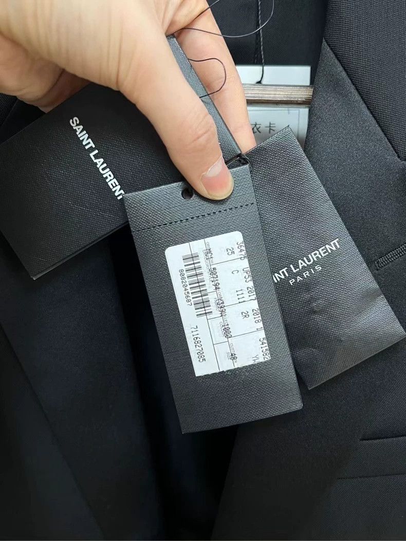Saint Laurent Paris Black Satin Lapel Suit Jacket Size US M / EU 48-50 / 2 - 3 Thumbnail
