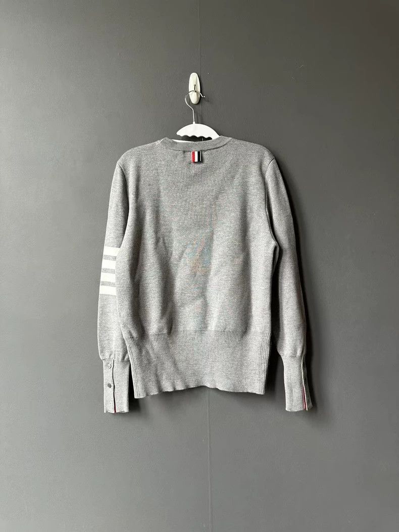 Thom Browne Thom Browne Gray Wool Sweater with Stripes Size US M / EU 48-50 / 2 - 2 Thumbnail