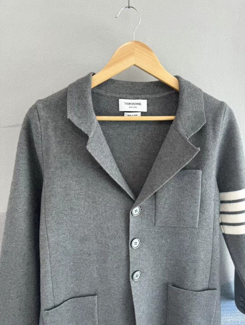 Thom Browne Thom Browne Gray Knitted Wool Blazer Size US XS / EU 42 / 0 - 2 Thumbnail