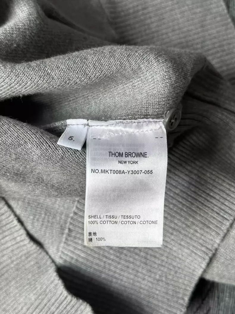 Thom Browne Gray Knit Zip-Up Hoodie with Stripes Size US L / EU 52-54 / 3 - 4 Thumbnail