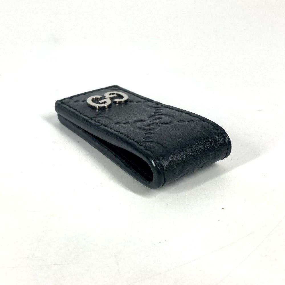 Gucci Gucci 522867 Gg Guccissima Wallet Money Clip Striped Leather Unisex Black Size ONE SIZE - 2 Thumbnail