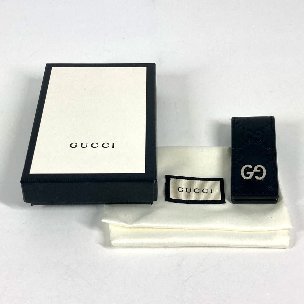 Gucci Gucci 522867 Gg Guccissima Wallet Money Clip Striped Leather Unisex Black Size ONE SIZE - 8 Thumbnail