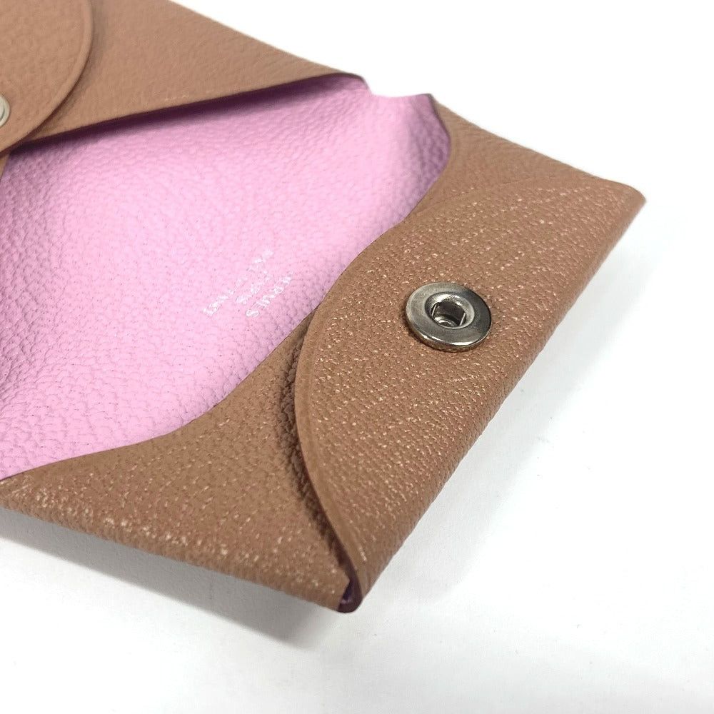 Hermes Hermes Bicolor Bastia Verso Wallet Change Purse Square Coin Chevre Unisex Quebraco/Mauve Sylvestre Brown Size ONE SIZE - 8 Thumbnail