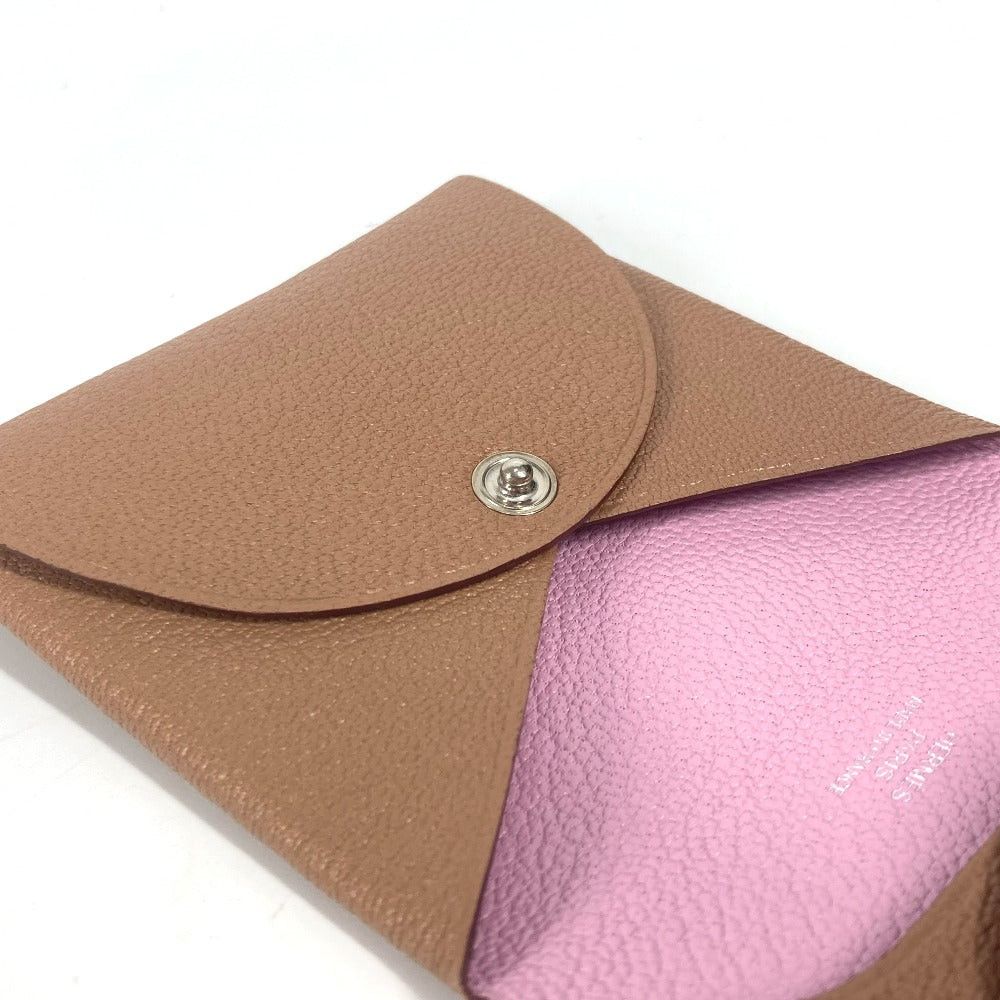 Hermes Hermes Bicolor Bastia Verso Wallet Change Purse Square Coin Chevre Unisex Quebraco/Mauve Sylvestre Brown Size ONE SIZE - 9 Thumbnail
