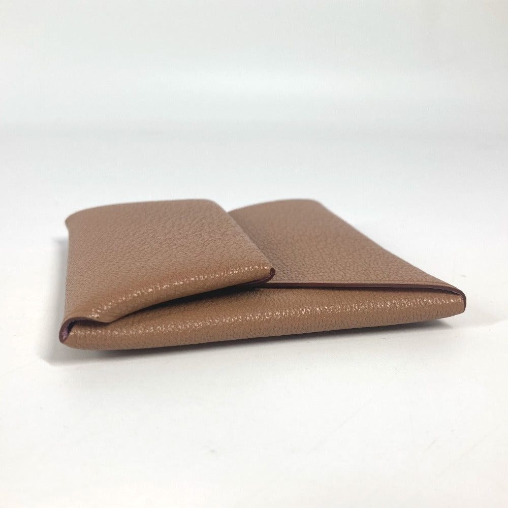Hermes Hermes Bicolor Bastia Verso Wallet Change Purse Square Coin Chevre Unisex Quebraco/Mauve Sylvestre Brown Size ONE SIZE - 4 Thumbnail