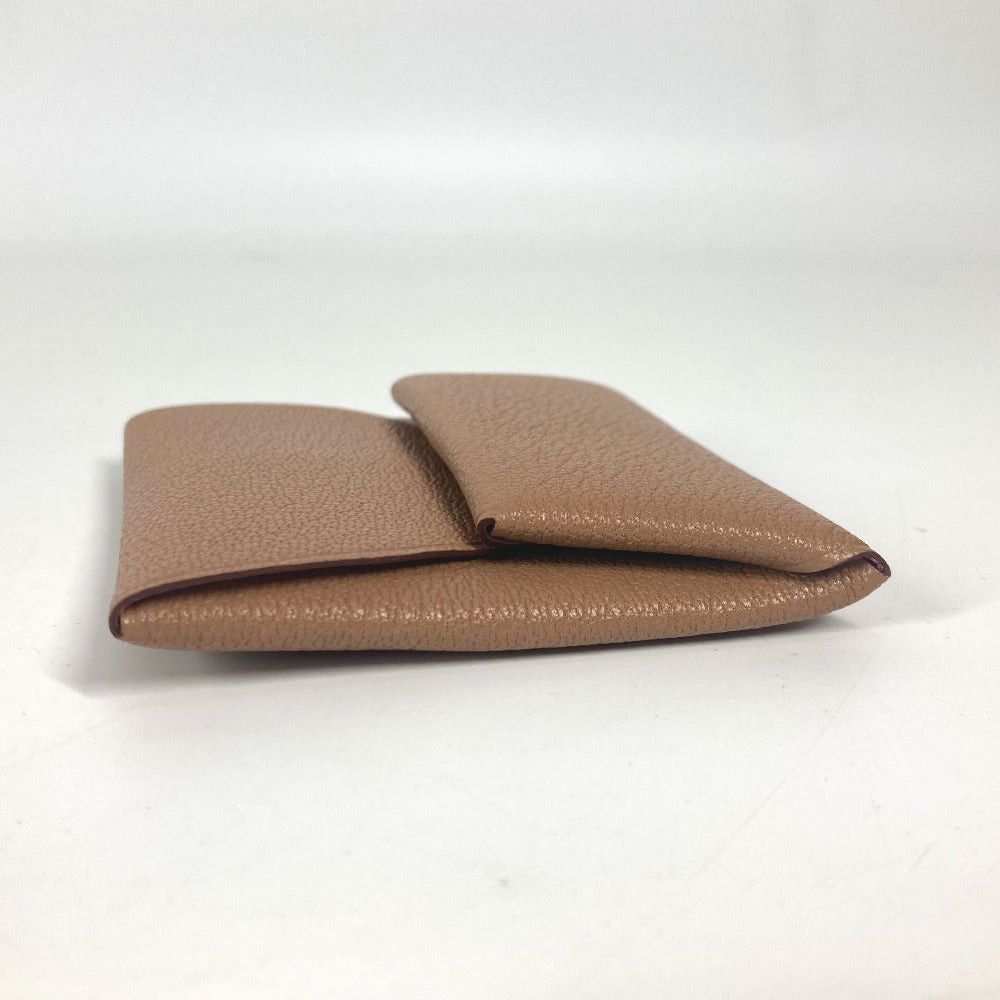 Hermes Hermes Bicolor Bastia Verso Wallet Change Purse Square Coin Chevre Unisex Quebraco/Mauve Sylvestre Brown Size ONE SIZE - 3 Thumbnail