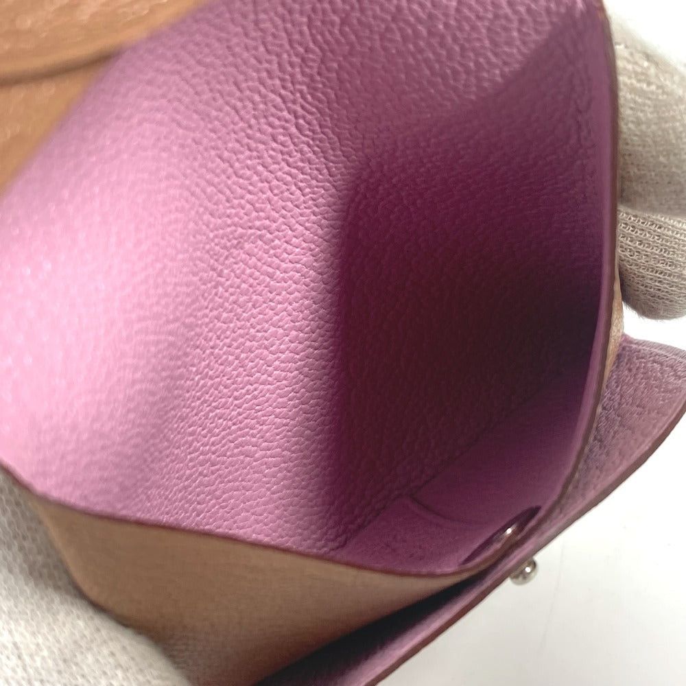 Hermes Hermes Bicolor Bastia Verso Wallet Change Purse Square Coin Chevre Unisex Quebraco/Mauve Sylvestre Brown Size ONE SIZE - 7 Thumbnail