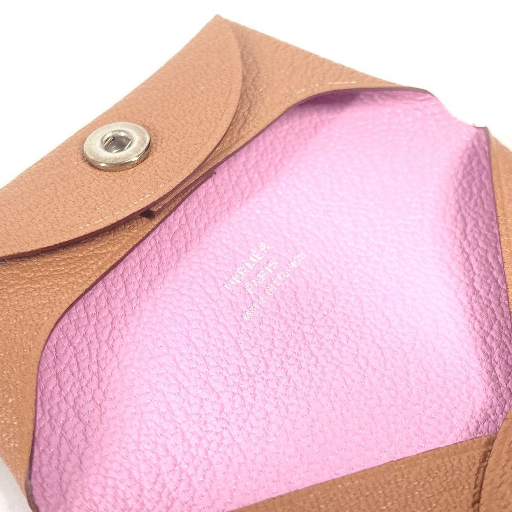 Hermes Hermes Bicolor Bastia Verso Wallet Change Purse Square Coin Chevre Unisex Quebraco/Mauve Sylvestre Brown Size ONE SIZE - 10 Thumbnail