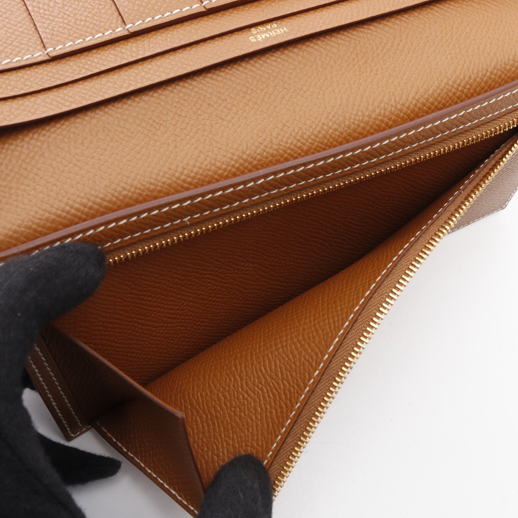 Hermes Hermes Bear Souffle Gold Bi-Fold Long Wallet Veau Epsom Brown Hardware B Stamp Size ONE SIZE - 6 Thumbnail
