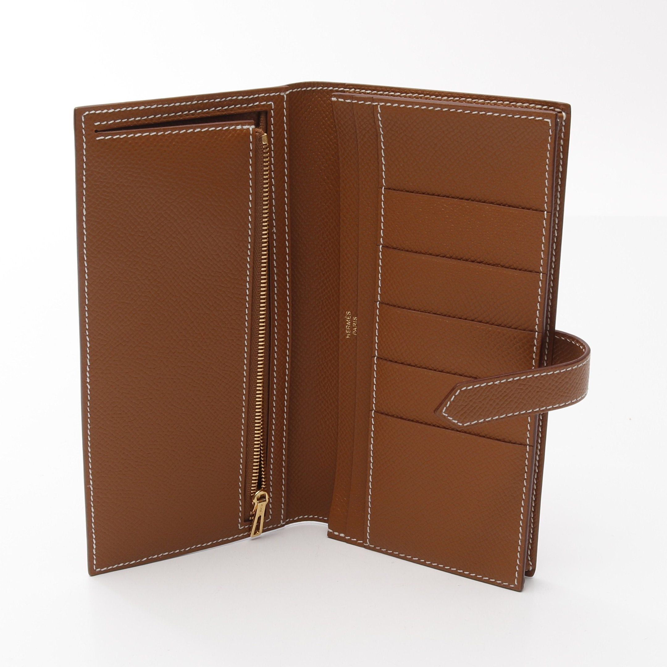 Hermes Hermes Bear Souffle Gold Bi-Fold Long Wallet Veau Epsom Brown Hardware B Stamp Size ONE SIZE - 3 Thumbnail